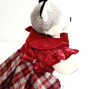 Holiday Trails Red Velour & Plaid Holiday Dress Halloween Dog Costume Size M